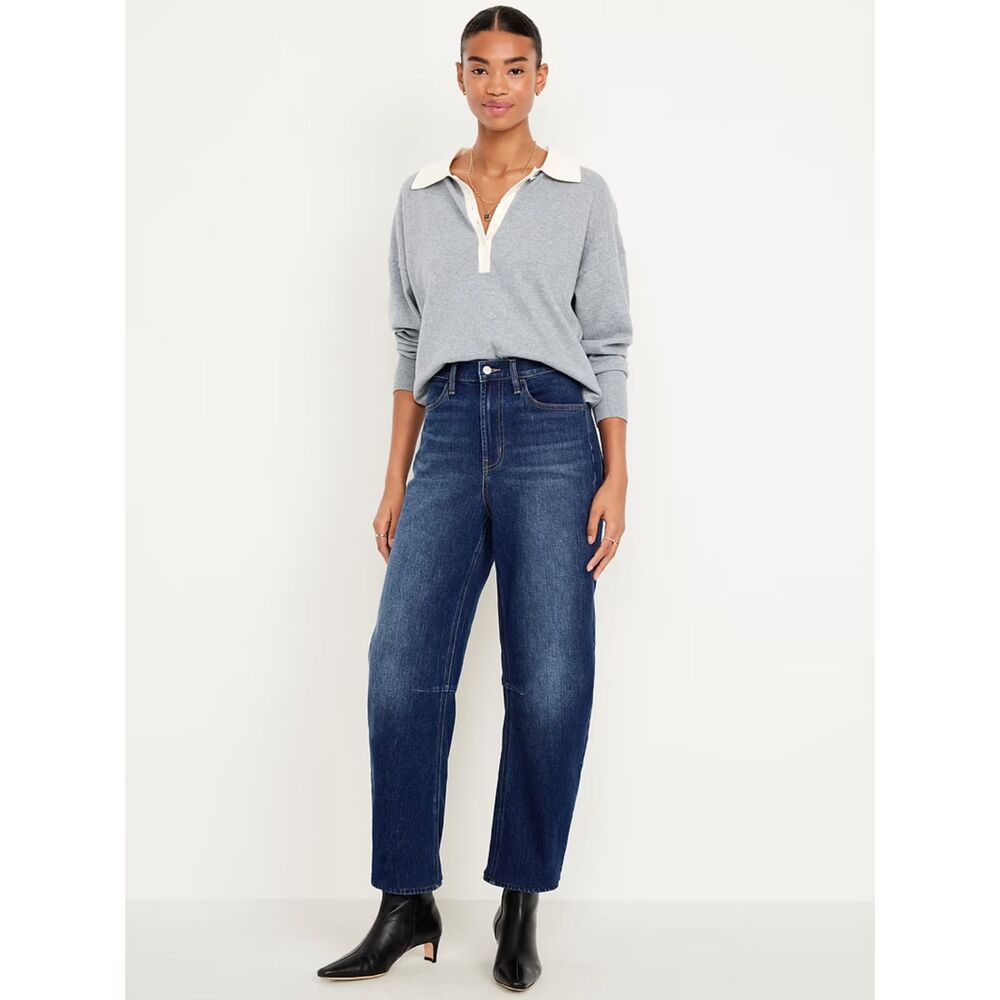 Old Navy High Rise Barrel Leg Dark Was Jeans Size 2